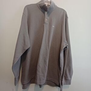 Nike Golf Polo Shirt Mens Large Grey Long Sleeve Swoosh‎ Logo Activewear Knit
